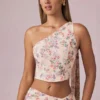 Haut asymétrique à motif floral primevère avec détail foulard Rae Haut asymétrique à motif floral primevère avec détail foulard Rae