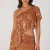 Jupe micro-mini Cassiana ornée, couleur bronze Jupe micro-mini Cassiana ornée, couleur bronze