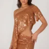 Jupe micro-mini Cassiana ornée, couleur bronze Jupe micro-mini Cassiana ornée, couleur bronze
