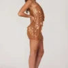 Jupe micro-mini Cassiana ornée, couleur bronze Jupe micro-mini Cassiana ornée, couleur bronze