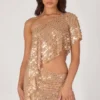 Haut asymétrique à une épaule Callista orné de paillettes Haut asymétrique à une épaule Callista orné de paillettes
