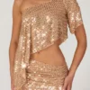 Haut asymétrique à une épaule Callista orné de paillettes Haut asymétrique à une épaule Callista orné de paillettes