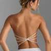 Haut bandeau à dos noué et orné Nanaka en blanc
