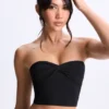 Haut bandeau Edie en modal avec nœud sur le devant, noir
