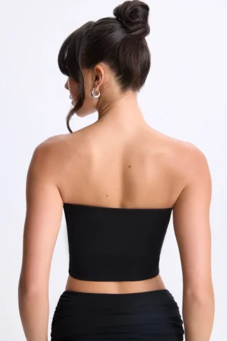 Haut bandeau Edie en modal avec nœud sur le devant, noir