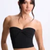 Haut bandeau Edie en modal avec nœud sur le devant, noir