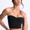Haut bandeau Edie en modal avec nœud sur le devant, noir