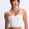 Haut bandeau Edie en modal à nœud sur le devant, blanc