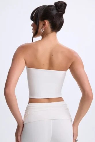 Haut bandeau Edie en modal à nœud sur le devant, blanc