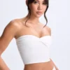 Haut bandeau Edie en modal à nœud sur le devant, blanc