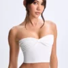 Haut bandeau Edie en modal à nœud sur le devant, blanc