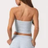 Haut bandeau en jersey côtelé à rayures bleues