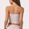 Haut bandeau en jersey côtelé à rayures roses