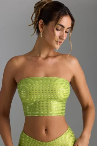 Haut bandeau Nanaka à bretelles ornées, vert poire
