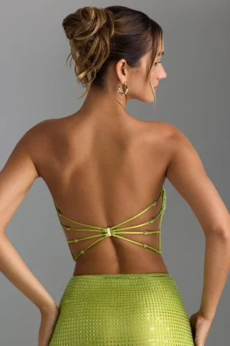 Haut bandeau Nanaka à bretelles ornées, vert poire