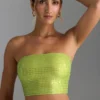Haut bandeau Nanaka à bretelles ornées, vert poire Haut bandeau Nanaka à bretelles ornées, vert poire