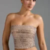 Haut bandeau orné Charnelle, couleur amande