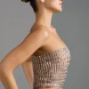 Haut bandeau orné Charnelle, couleur amande