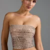 Haut bandeau orné Charnelle, couleur amande