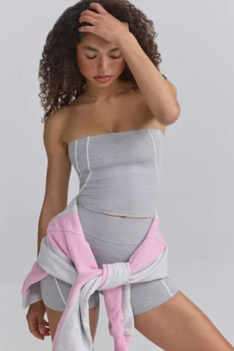 Haut bandeau Soft Active à bordures contrastées, gris chiné