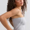 Haut bandeau Soft Active à bordures contrastées, gris chiné Haut bandeau Soft Active à bordures contrastées, gris chiné