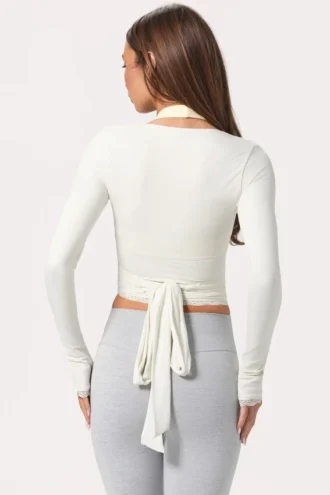 Haut cache-cœur en jersey doux, couleur lait