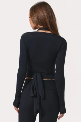 Haut cache-cœur en jersey doux noir