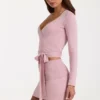 Haut cache-cœur en maille douce, couleur Blush Haut cache-cœur en maille douce, couleur Blush