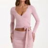 Haut cache-cœur en maille douce, couleur Blush Haut cache-cœur en maille douce, couleur Blush