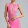 Haut à col haut et lacets décorés Gracie, rose bubblegum Haut à col haut et lacets décorés Gracie, rose bubblegum