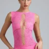 Haut à col haut et lacets décorés Gracie, rose bubblegum Haut à col haut et lacets décorés Gracie, rose bubblegum