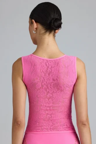 Haut à col haut et lacets décorés Gracie, rose bubblegum