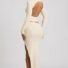 Haut à col roulé dos nu froncé Auri en modal, couleur ivoire Haut à col roulé dos nu froncé Auri en modal, couleur ivoire