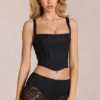 Haut corset ajustable à encolure dégagée en dentelle Jemara, noir Haut corset ajustable à encolure dégagée en dentelle Jemara, noir