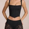 Haut corset ajustable à encolure dégagée en dentelle Jemara, noir Haut corset ajustable à encolure dégagée en dentelle Jemara, noir