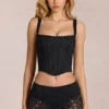 Haut corset ajustable à encolure dégagée en dentelle Jemara, noir Haut corset ajustable à encolure dégagée en dentelle Jemara, noir