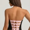 Haut corset Audrina à découpes et nœud, noir Haut corset Audrina à découpes et nœud, noir
