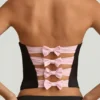 Haut corset Audrina à découpes et nœud, noir Haut corset Audrina à découpes et nœud, noir