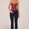 Haut corset bandeau à lacets Rose  imprimé léopard rose