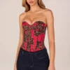 Haut corset bandeau à lacets Rose  imprimé léopard rose