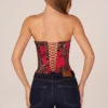 Haut corset bandeau à lacets Rose  imprimé léopard rose