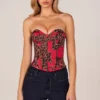 Haut corset bandeau à lacets Rose  imprimé léopard rose