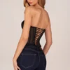Haut corset bandeau à lacets Zoa en noir Haut corset bandeau à lacets Zoa en noir