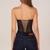 Haut corset bandeau à lacets Zoa en noir Haut corset bandeau à lacets Zoa en noir