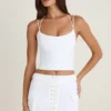 Haut corset à bretelles et dos nu Elba en blanc