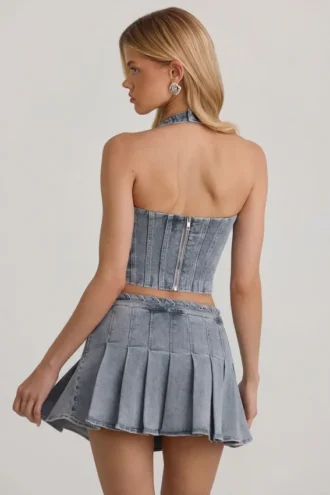 Haut corset dos nu Lotta en bleu clair