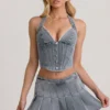 Haut corset dos nu Lotta en bleu clair Haut corset dos nu Lotta en bleu clair