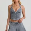 Haut corset dos nu Lotta en bleu clair Haut corset dos nu Lotta en bleu clair