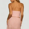 Haut corset drapé orné de perles en rose lavande Haut corset drapé orné de perles en rose lavande