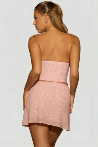 Haut corset drapé orné de perles en rose lavande